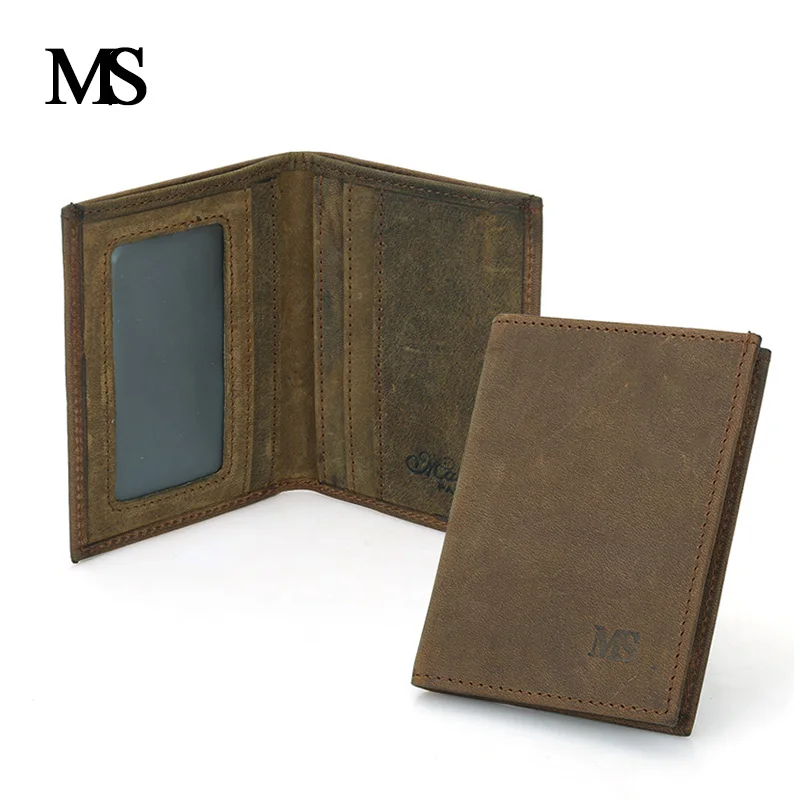 Кошелек MS из натуральной кожи высокого качества Мужской винтажный тонкий