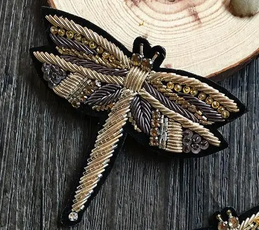 Шелковая вышитая нашивка gragagfly брошь из индийской шелковой проволоки ручной