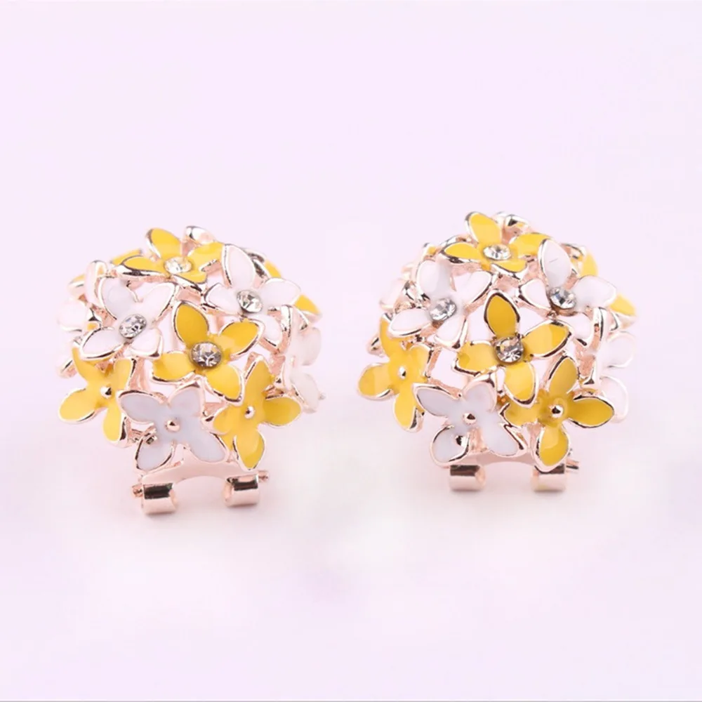 Yellow/Black/Rainbow/Pink Colors Stud Earrings for Women Female Crystal Flower Clover Earring Gold Bijoux Jewelry Brincos Mujer | Украшения