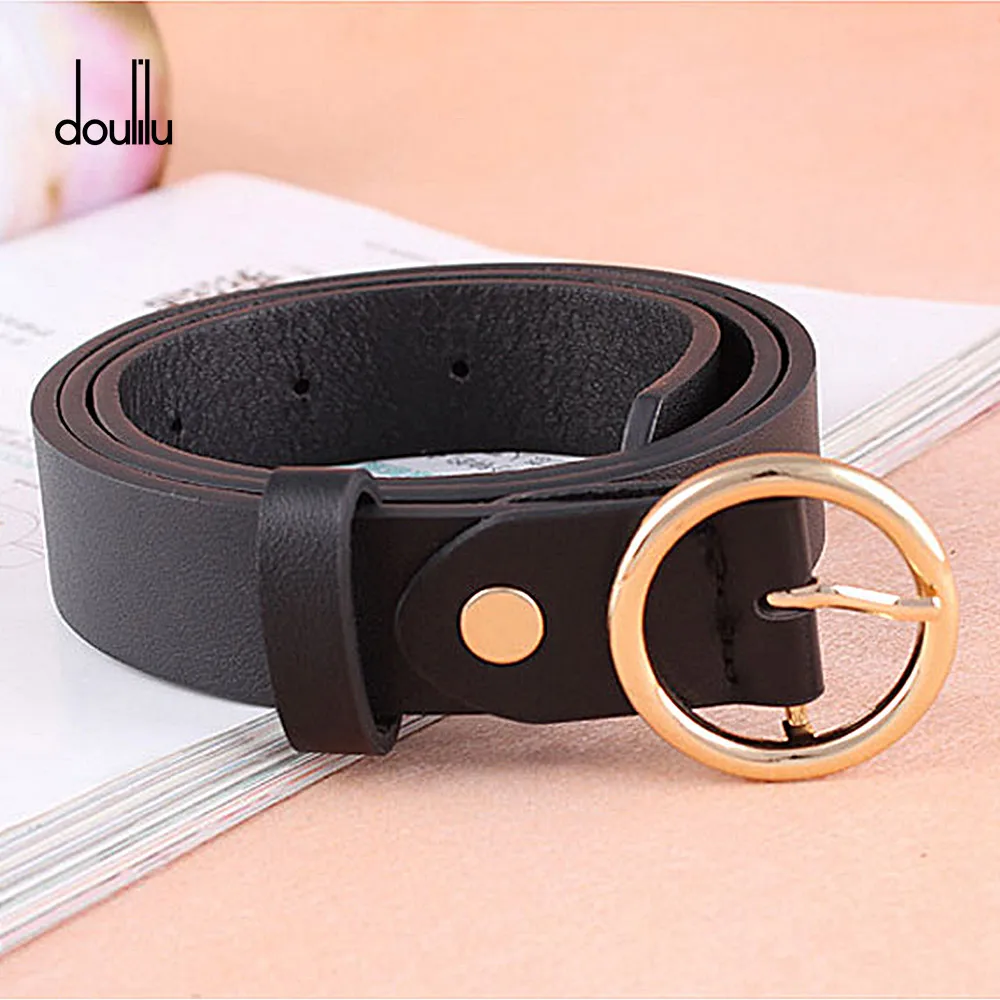 women belts DOULILU Женская поясная цепочка на талии femme модные панк джинсы пояс большой уплотнительное кольцо ремни для женщин девушка сплошной PU кожаный ремешок - Цвет: women belts