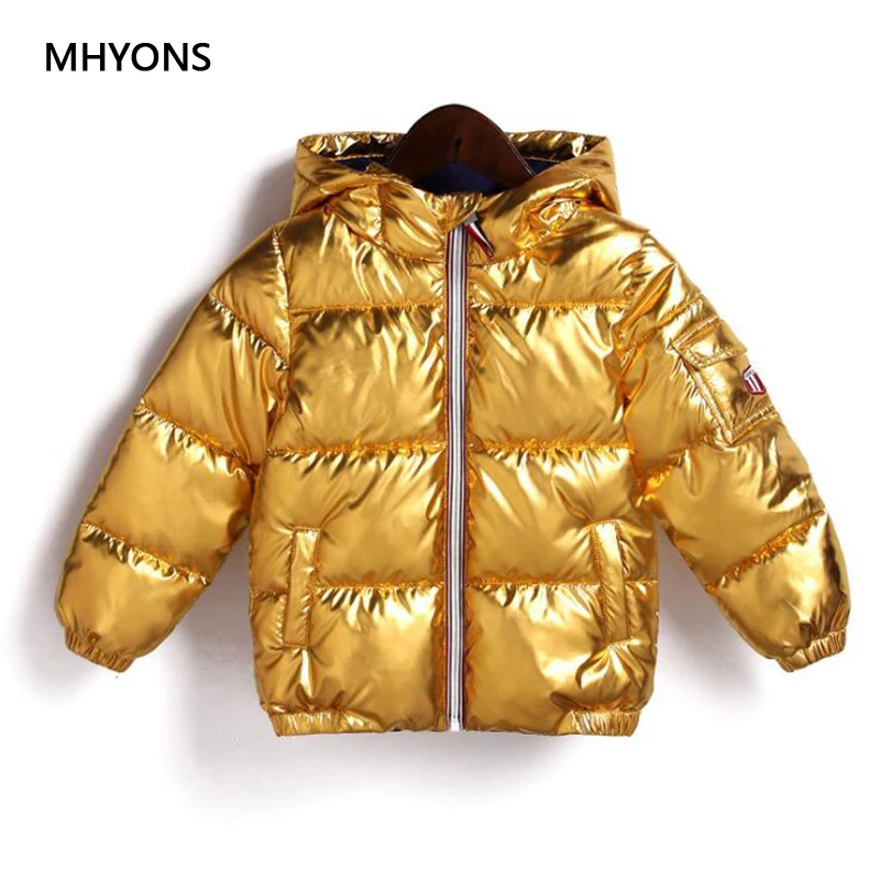 MHYONS Girl Winter Coat 2018 New Autumn Soft Jacket For Boys Children Kids Hooded Warm Outerwear Cool Golden Silver Coats |