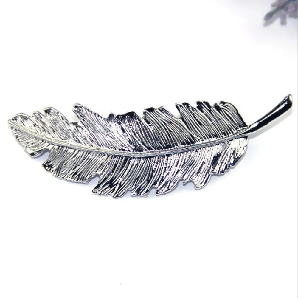 Винтажные золотые серебряные заколки для волос из сплава в виде веточки модные