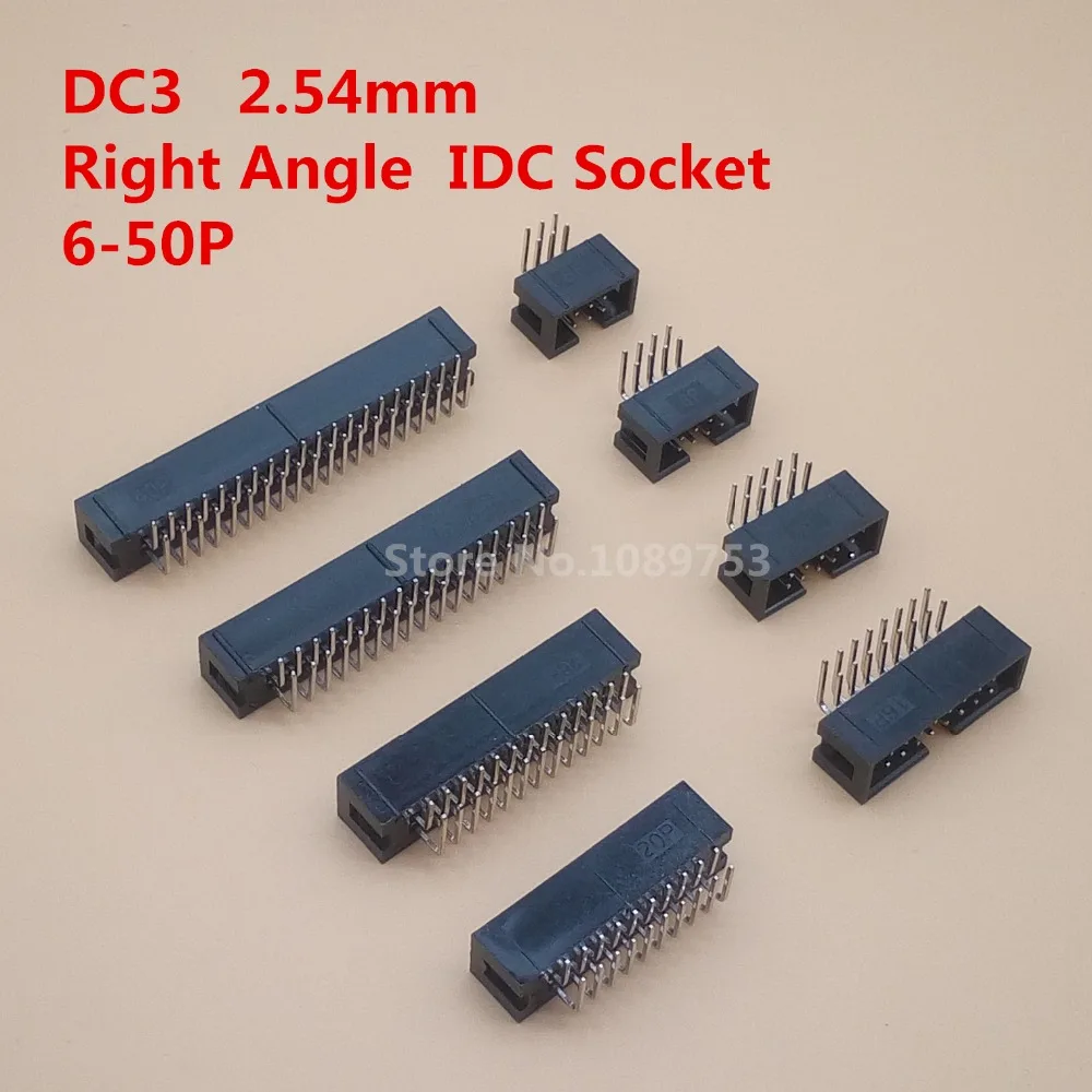 100 шт. коннектор DC3 10/14/16/20/26/30/34/40/50Pin 2 54 мм ISP под прямым углом штырьковый разъем IDC