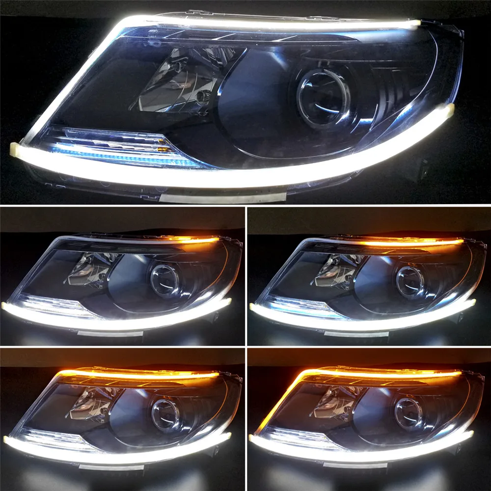 2 шт. Универсальный гибкий автомобиль течет дневные ходовые огни светильник