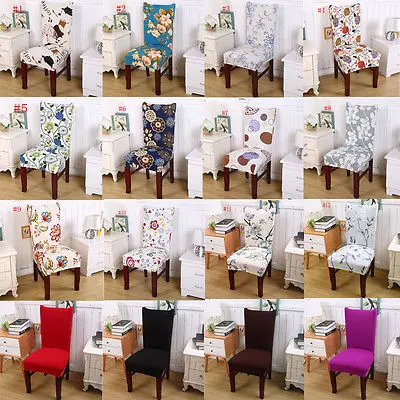 Короткие Обеденная стул в цветочек съемное сиденье эластичный стрейч чехлов