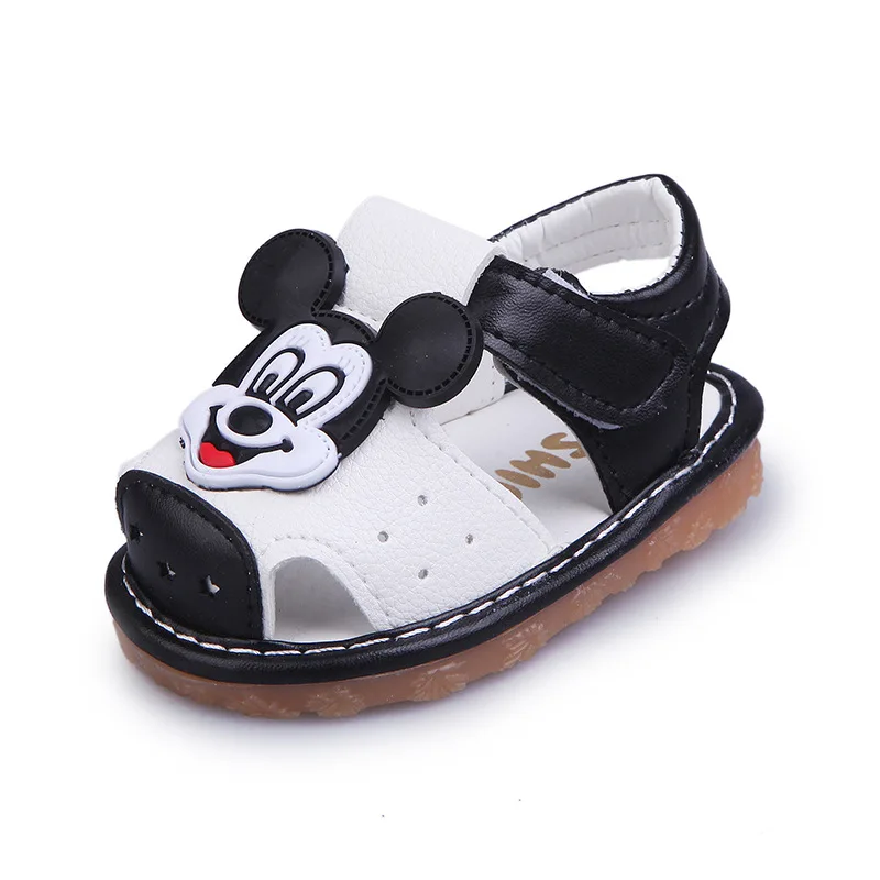 2019 сандалии с Микки Маусом для маленьких мальчиков и девочек 1 год Нескользящая