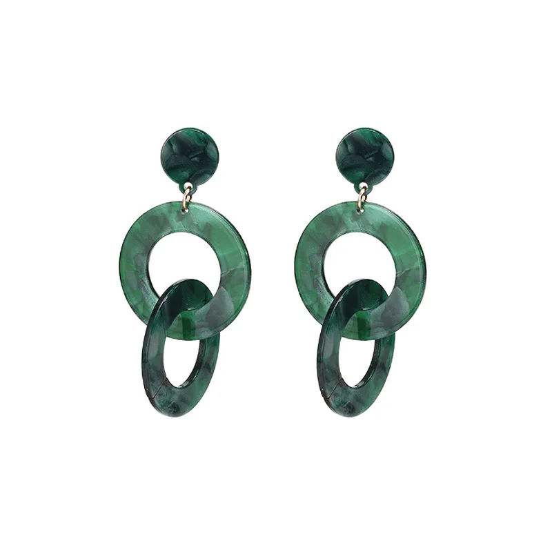 Japan Retro Style Women Earrings Acetic Acid Leopard Green Fashion Long Creative Geometric Drop For Girl | Украшения и аксессуары