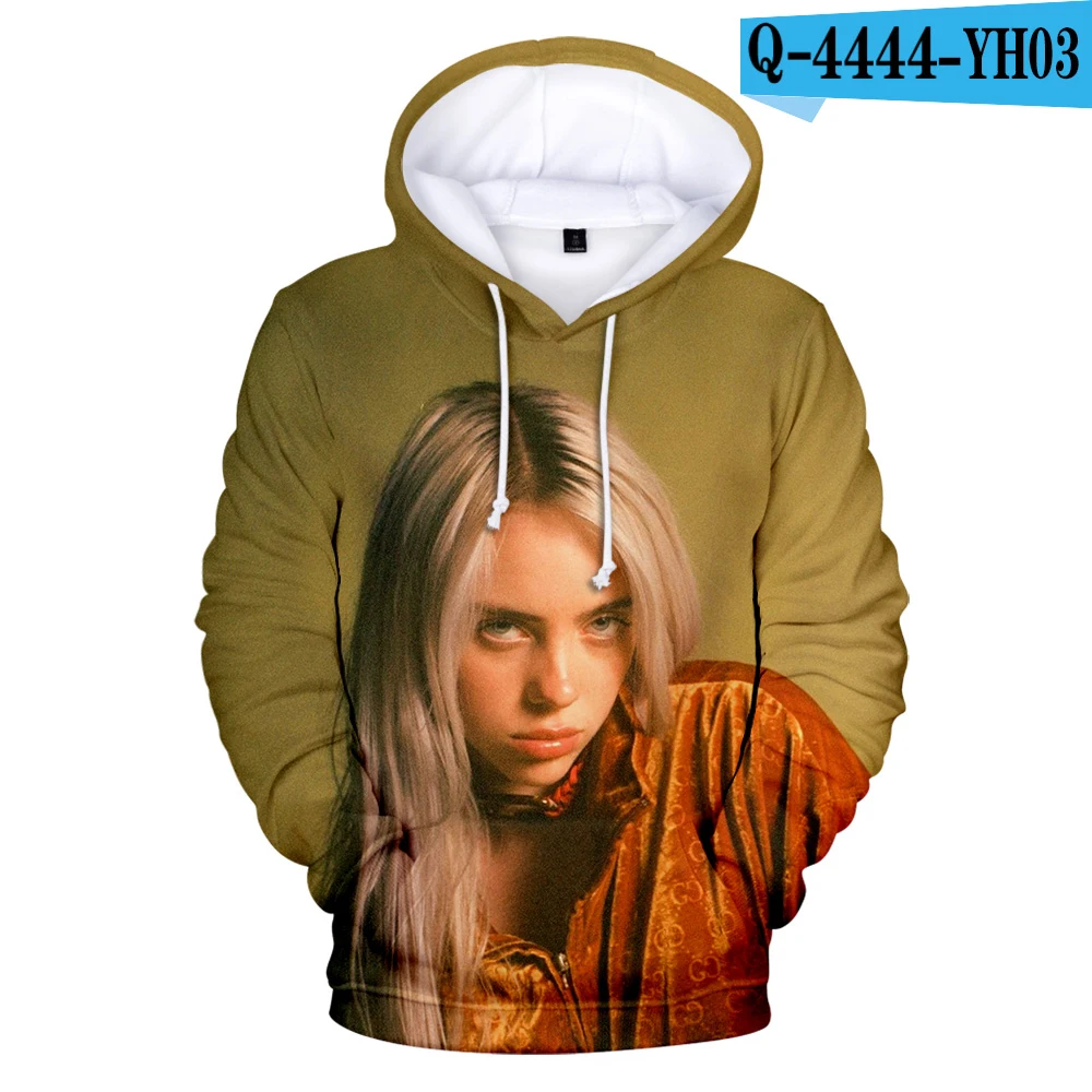 3D Новая Толстовка уличная billie eilish модная Толстовка мужская/wo Мужская толстовка модная певица хип-хоп унисекс толстовка с принтом Топ - Цвет: 3D