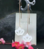 shilovem 18k yellow gold natural white jasper drop earrings classic fine jewelry women wedding gift new myme1213 599hby