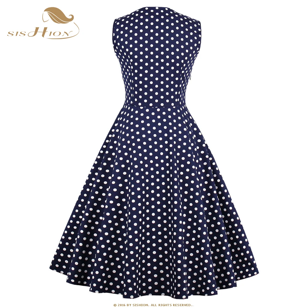 SISHION 2018 New Arrival Blue Polka Dot 50s 60s Vintage Dress Retro Rockabilly Summer 4XL Plus Size Dresses VD0424 | Женская одежда