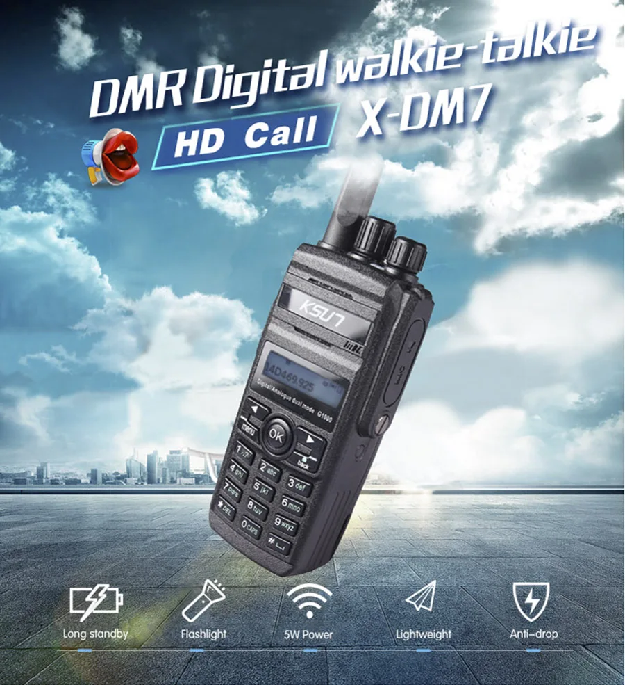 KSUN цифровая рация 400-470 МГц KSDM7 ручной радио передатчик DMR цифровой двухсторонний Радио рация