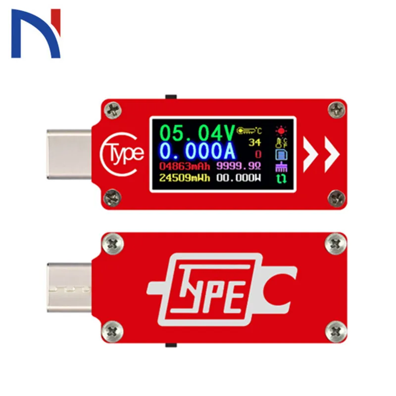 TC64 тип c Вольтметр Амперметр Красный цвет ЖК дисплей USB измеритель напряжения