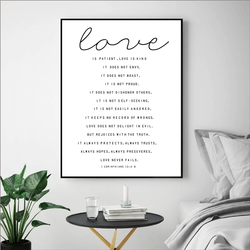 Постер Love is Patient Kind с принтом для дома гостиной Библейский стих настенная