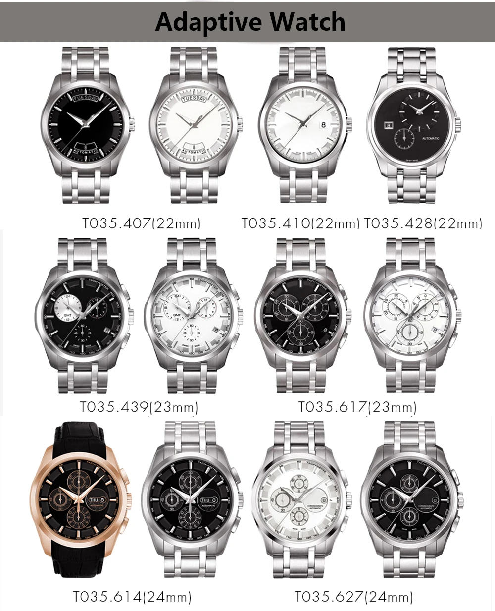 22 мм 23 мм 24 мм мужской ремешок из нержавеющей стали для часов Tissot T035 Кутюрье, брендовый ремешок для часов T035617 T035439A, браслет