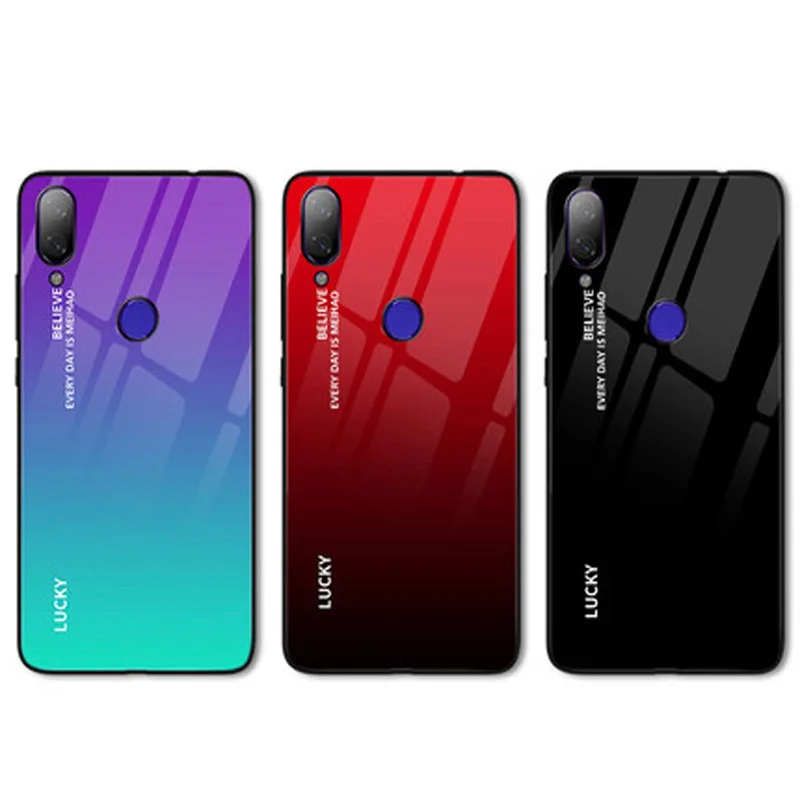 Чехол для Xiaomi Mi Play градиентное закаленное стекло + мягкий чехол с краями MiPlay