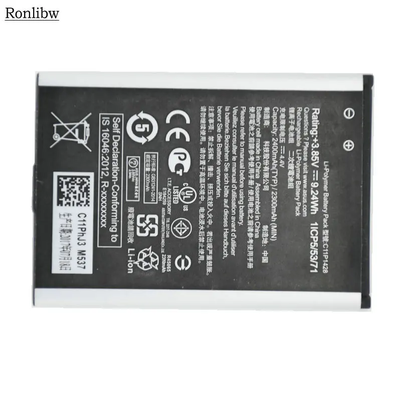 Аккумулятор Ronlibw3.85V 2400mAh C11P1428 для Asus Zenfone 2 Laser ZE500KL ze500кг|Аккумуляторы мобильных