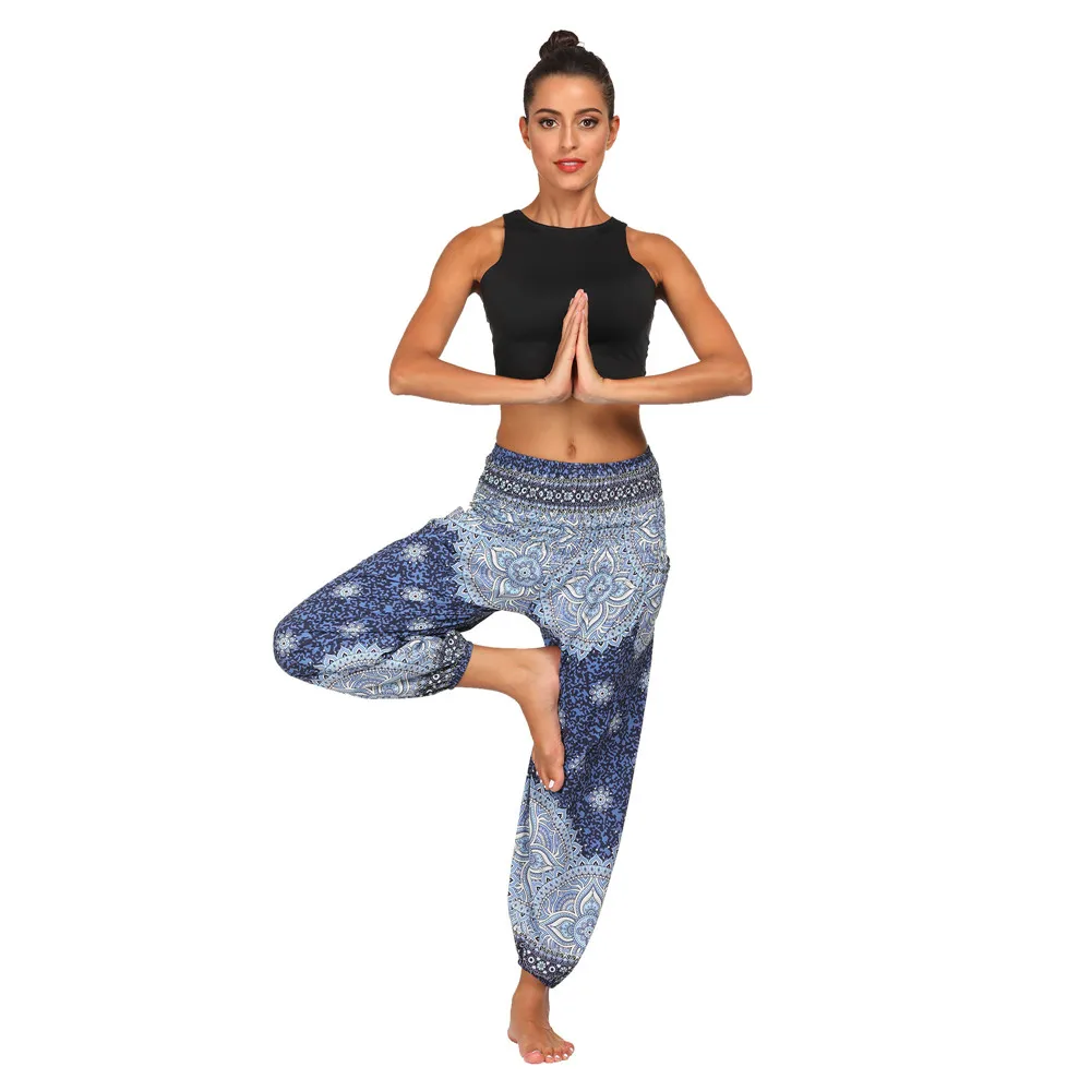 Штаны шаровары для йоги женские штаны с 3d принтом быстросохнущие свободные