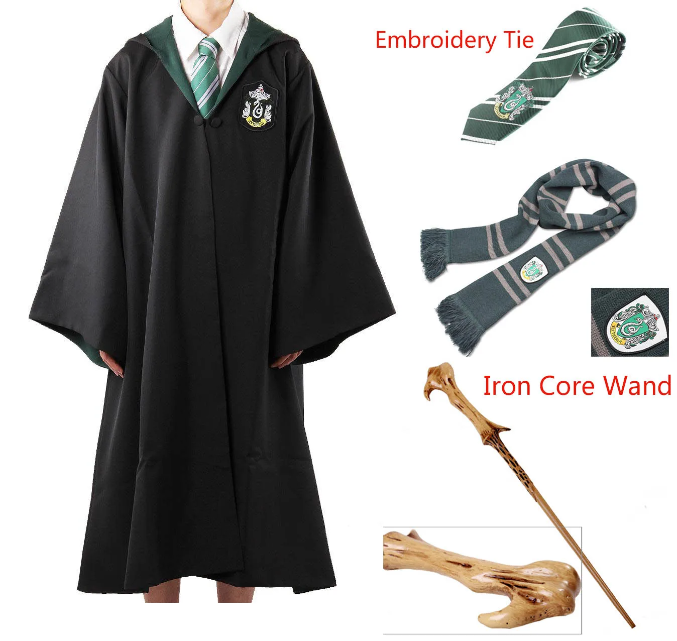 Voldemort Advanced Халат, накидка, галстук, шарф, палочка, очки Ravenclaw/Gryffindor/Hufflepuff/Slytherin Robe, Маскарадные костюмы, Гермиона, костюм 23 - Цвет: Voldemort Advanced
