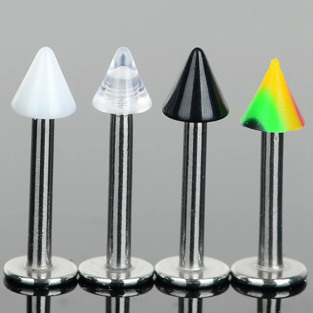 

1 PC Stainless Steel Acrylic Ball Spike Labret Bar Internally Body Piercing Jewelry Tragus Earring Nose Lip Rings