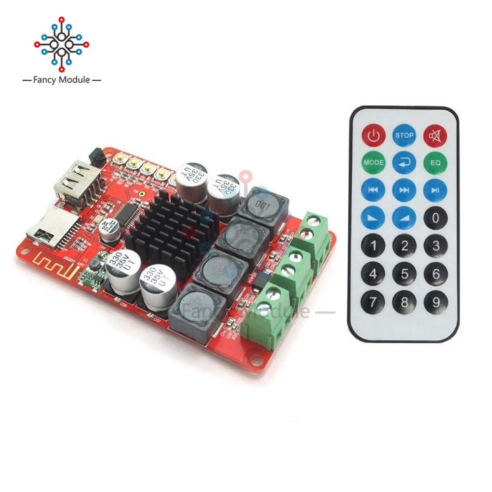

TPA3116 50W+50W Bluetooth Receiver Module Digital Audio Receiver Board TF Card U Disk Player FM Radio With Remote Control