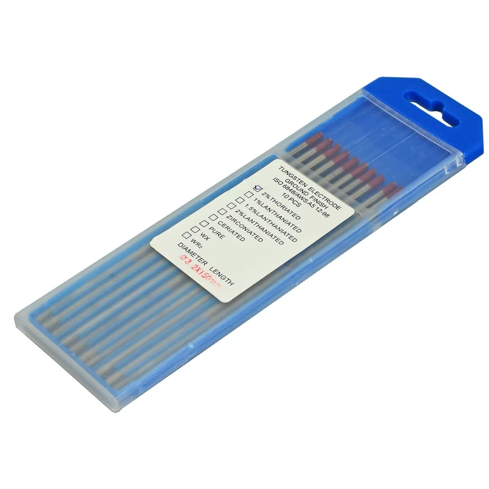 Вольфрамовый электрод 2% Thoriated WT20 Red TIG сварочный 1/8 дюйма x 6 дюймов (3 2 мм 150 мм) Tig Rod