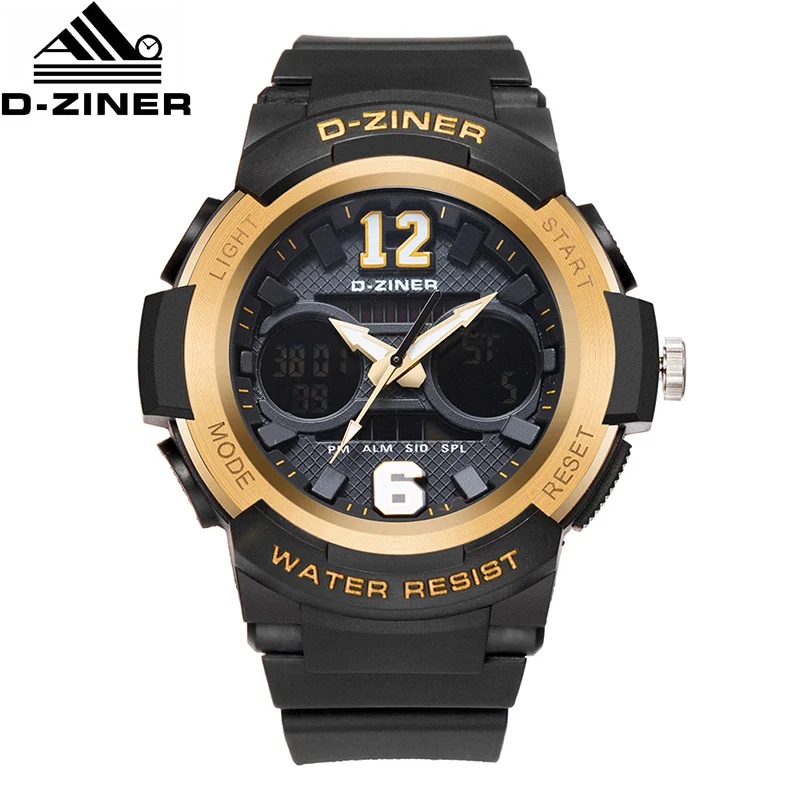 D ZINER G военные ударные мужские часы спортивные светодиодный цифровой 10 бар