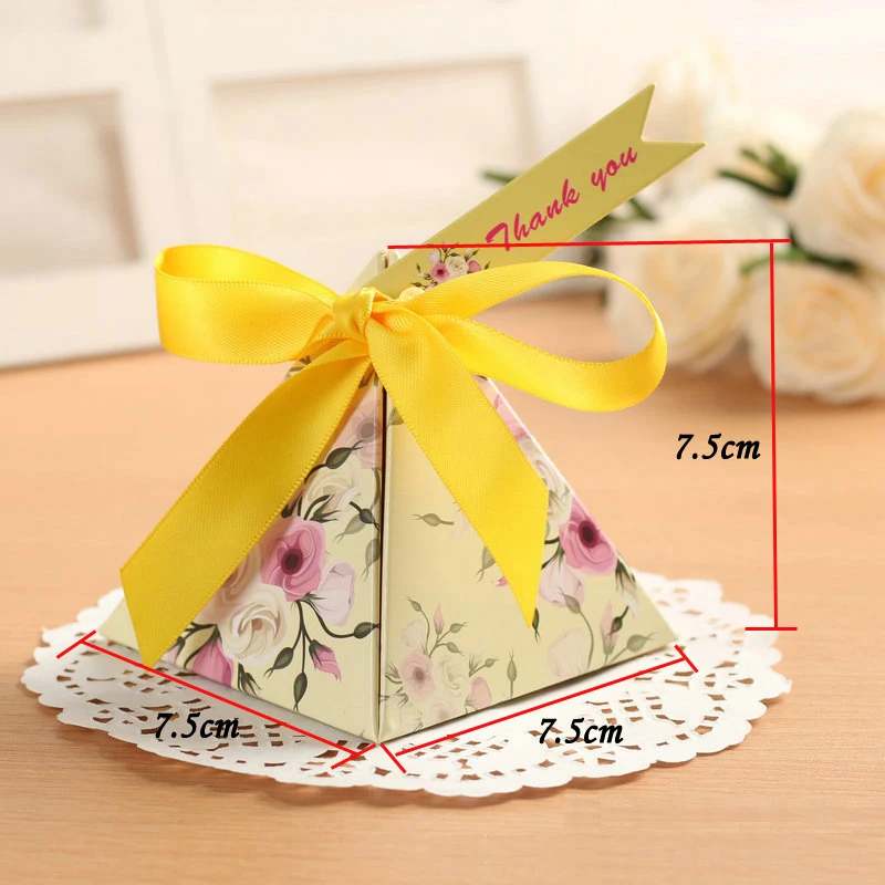 50 шт./лот креативная Подарочная коробка для детского душа треугольная пирамида
