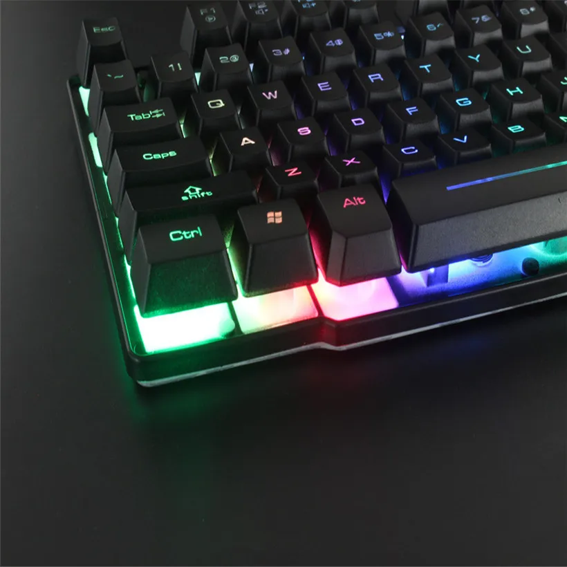 Прохладный Мультимедиа 3 вида цветов подсветки светодиодный Подсветка USB Проводная PC Gaming Keyboard прямая 0908