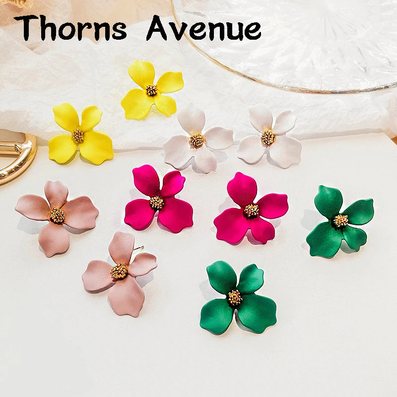 New Fashion Red Green Blue Yellow White Colors Flower Shape Bohemian Bridal Wedding Studs Earrings For Women Girls Party Jewelry | Украшения