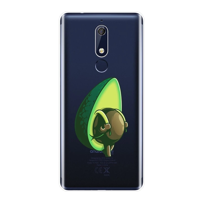 Задняя крышка для Nokia 2 1 3 5 6 7 Plus Мягкий силиконовый смешной авокадо банан Kawaii
