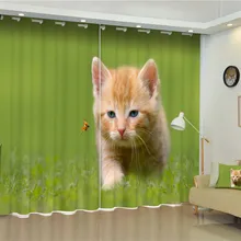 Затемняющие оконные шторы с милым котом 3D занавески для гостиной