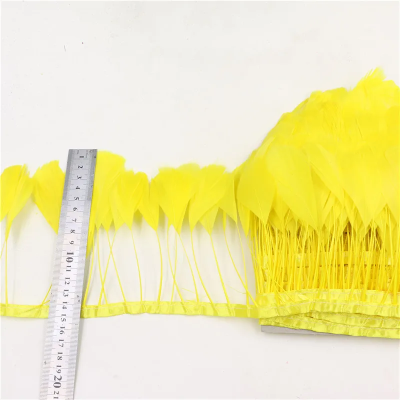 Желтая гуси отделка бахромой с пером окрашенное гусиное перо лента бахрома