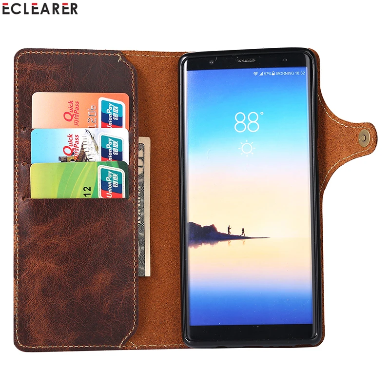 Прочный Чехол кошелек из натуральной кожи для Samsung Galaxy Note 8 винтажный книжка с