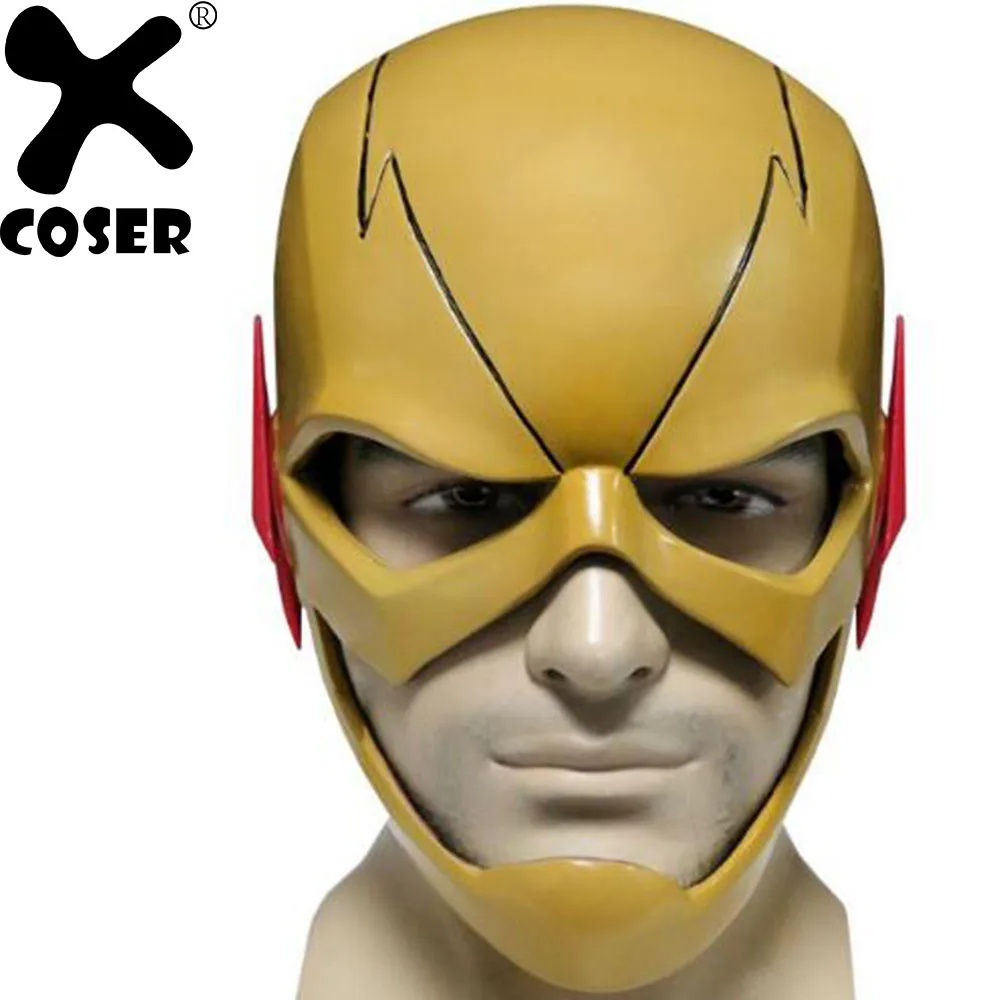 XCOSER Новый ТВ флэш косплей костюм реквизит Желтая ПВХ полная голова Хэллоуин