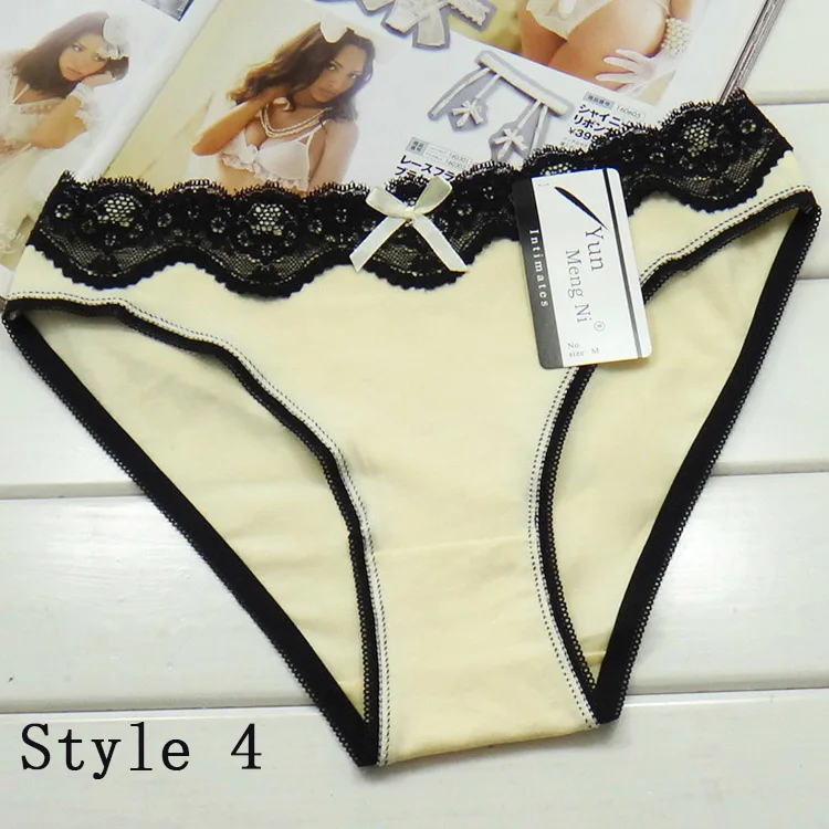 Style 4 1 шт., сексуальные женские трусики с кружевным бантом, розовые трусы, модные милые трусы с низкой талией, 95% хлопок, нижнее белье для женщин, удобное, дышащее - Цвет: Style 4