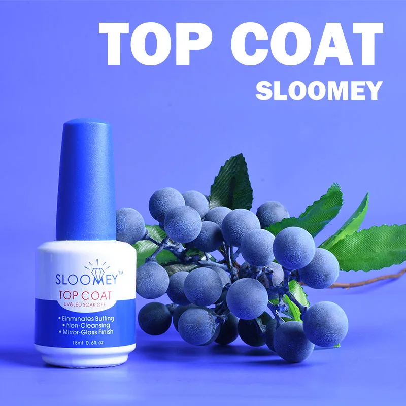Top coat SLOOMEY 18 мл верхнее покрытие УФ-гель для ногтей профессиональный зеркальный замачиваемый УФ светодиодный гель матовый лак для ногтей без протирания верхнее покрытие гель для ногтей - Цвет: Top coat