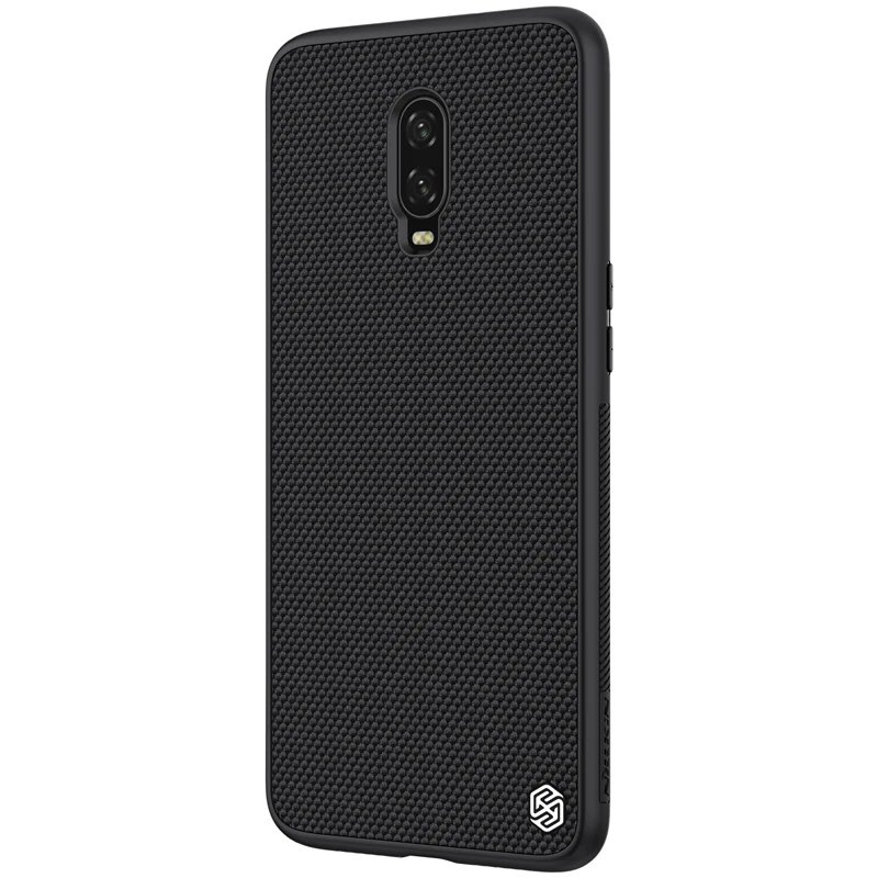 Чехол для Oneplus 6T Текстурированный чехол NILLKIN из нейлонового волокна нескользящая матовая задняя крышка для One plus 6T с магнитным автомобильным держателем - Цвет: Черный