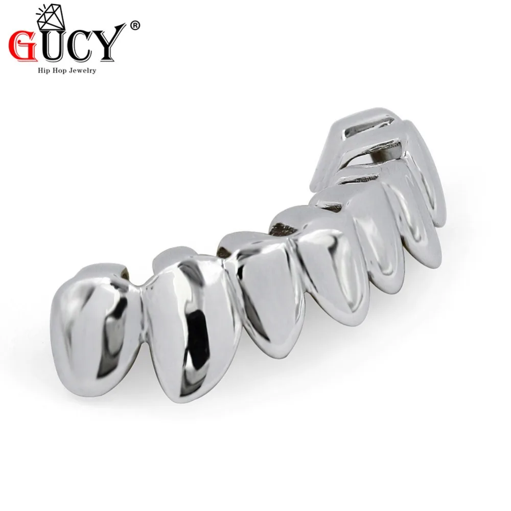 Gucy индивидуальный стиль хип хоп grillz Gold Цвет покрытием капельного Стиль зубы гриль в форме нижней части зуба грили подарок на Хэллоуин