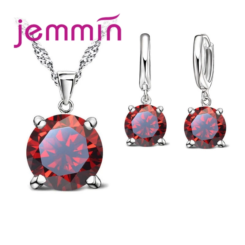 

Fashion Jewelry Set 925 Sterling Silver Pendant Necklace&Earrings Shiny Romantic Gift For Lover/Girlfriend/Sister Color