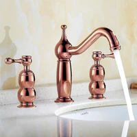 rose gold clour 8 inch 3 holes widespread bathroom lavatory sink faucet mixer tap deck mounted free ship