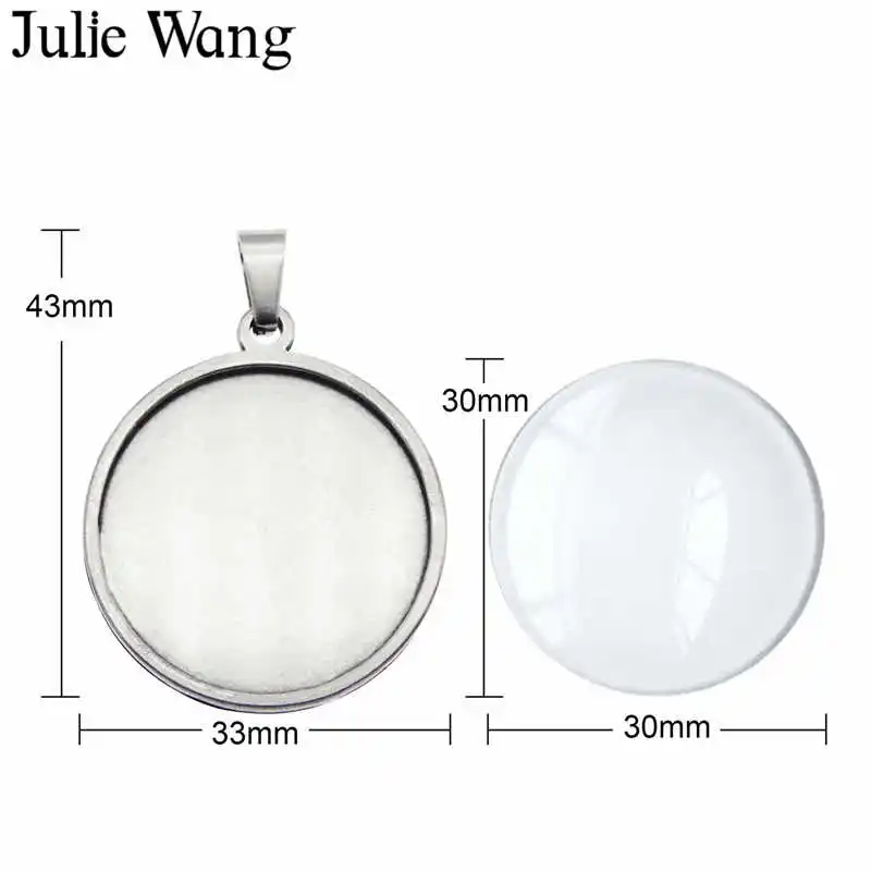 Julie Wang 1 шт. 25/30 мм нержавеющая сталь круглая рамка кабошон базовые настройки