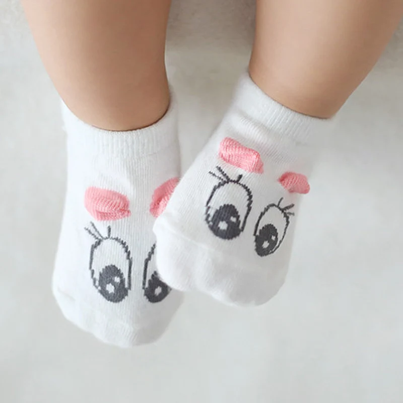 New Cotton Newborn Baby Socks Boys Girls Short Cute Three Dimensional Big Eyes Anti-slip Summer Infant Toddler | Детская одежда и