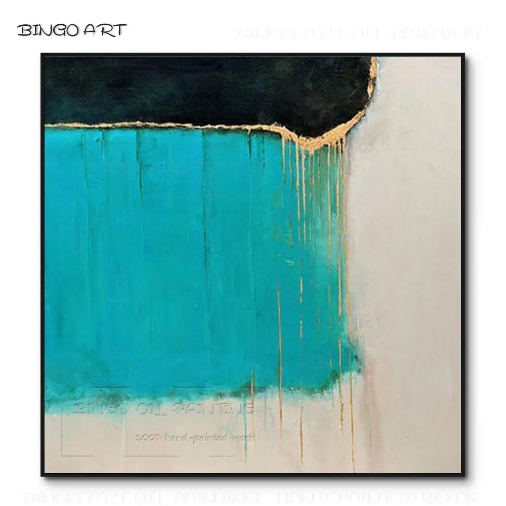 Бесплатная доставка Ручная роспись Большой размер абстрактная синяя картина