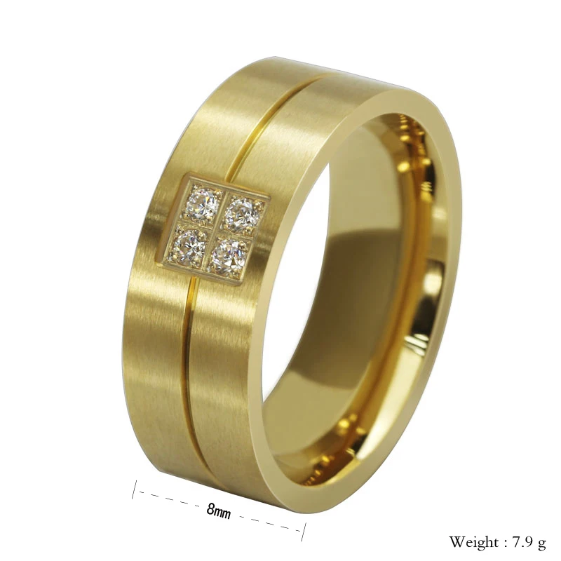 Rings for Women Man Bling CZ Stone 8MM Wedding Bands Stainless Steel Ring Anel Alliance Promise Love Accessory Gifts | Украшения и
