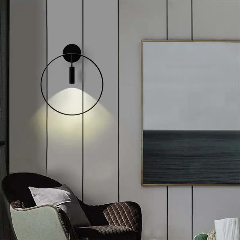Круглая Минималистичная светодиодная настенная лампа для гостиной Светильники