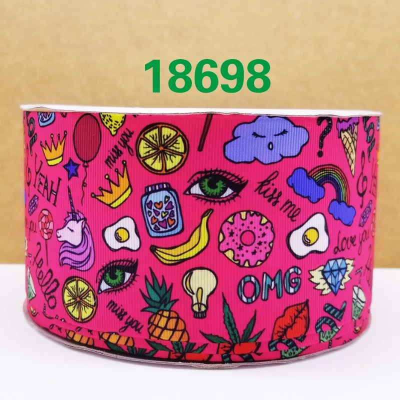 18698 Новое поступление ленты аксессуары для волос лента 10 ярдов печатных grosgrain ленты 18830 - Цвет: 18698