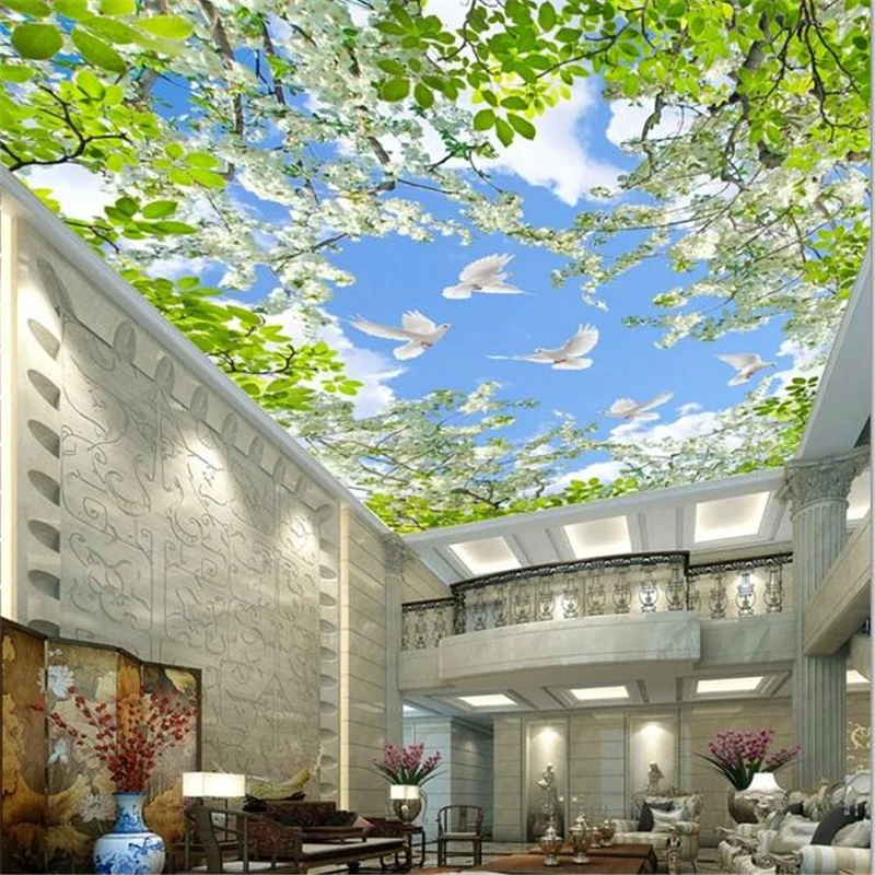 

beibehang Custom wallpaper 3d photo mural beautiful blooming garden sky ceiling living room wallpaper mural papel de parede 3d