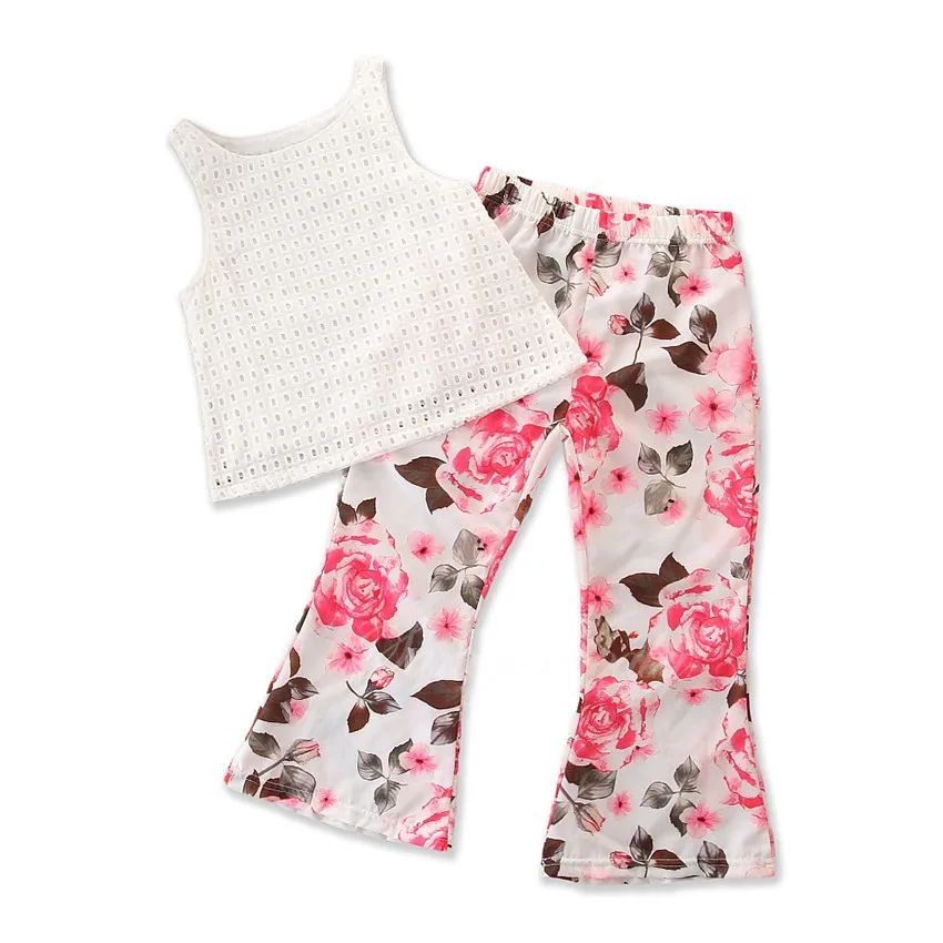 Новинка 2019 летняя одежда из 2 предметов детская модный жилет без рукавов + штаны с