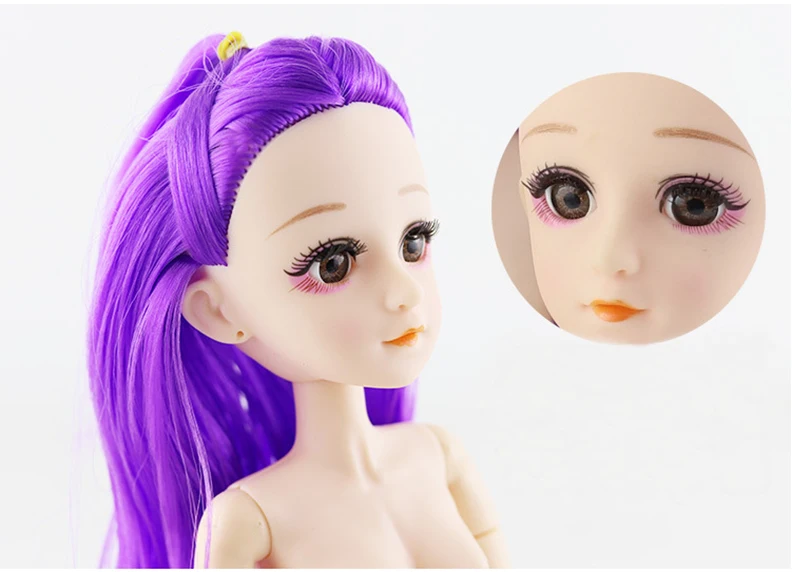 36 см 22 подвижные шарнирные куклы мода 1/4 BJD Обнаженная Кукла тело с длинными шелковыми волосами 3D ресницы Игрушки для девочек
