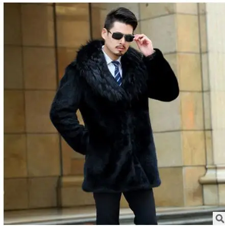 Мужские зимние меховые пальто из норки распродажа повседневные Черные мужские
